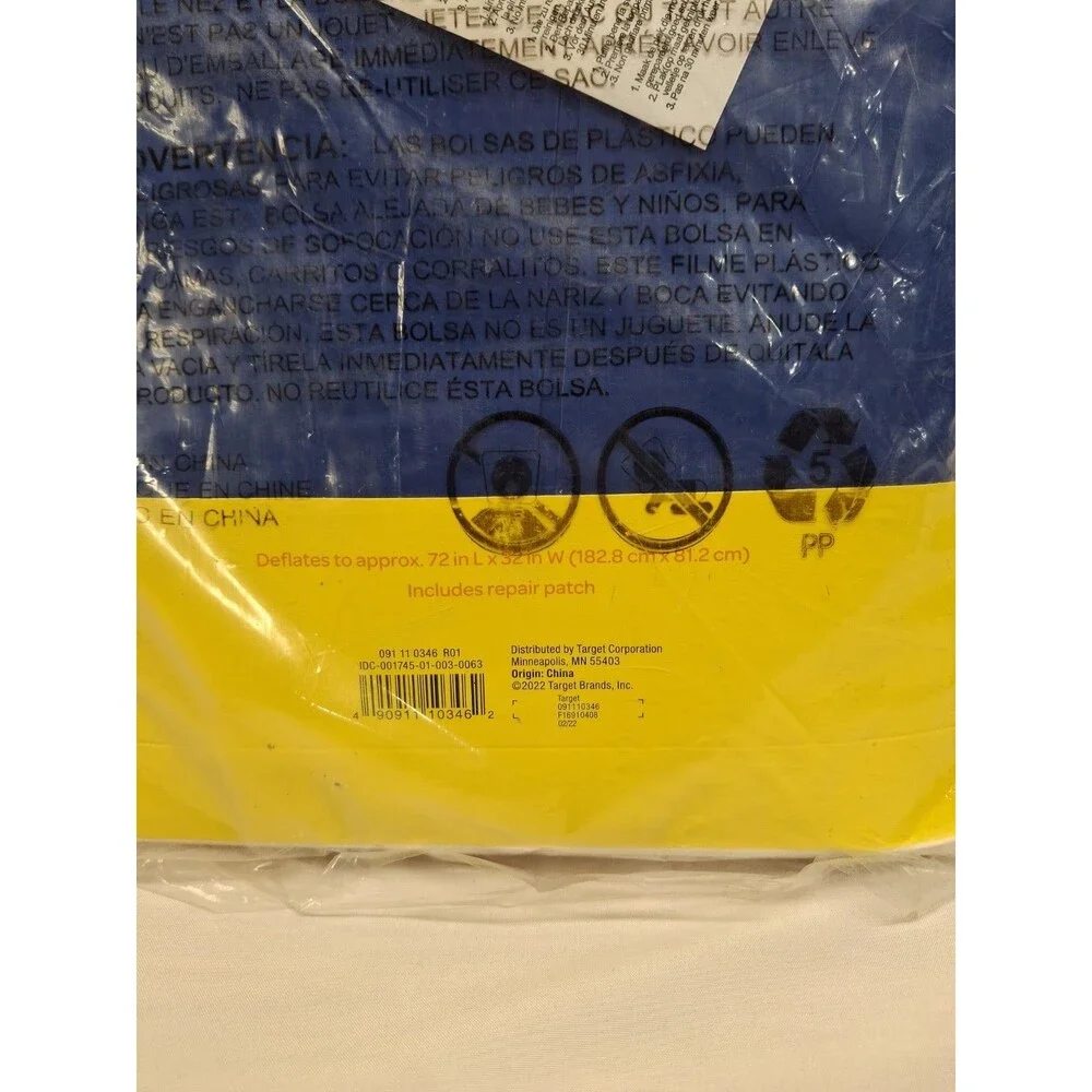 NEW Sun Squad inflatable swim Pool Float w/ built in pillow w/ repair patch